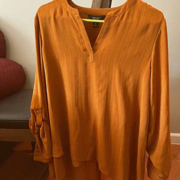 Simply Vera Wang Rust Long Sleeve Blouse - Picture 1 of 6